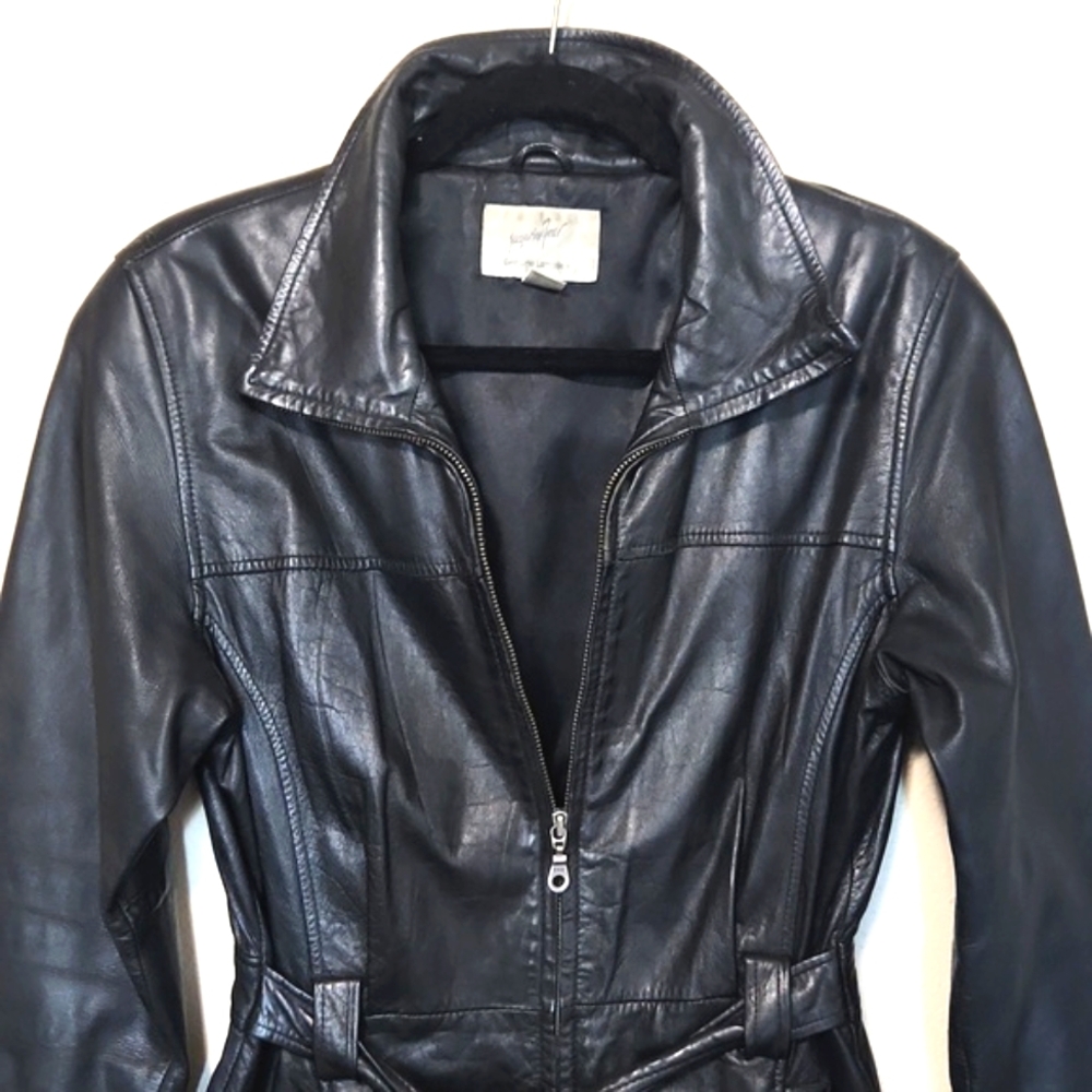 Vintage Jacqueline Ferrar Black Genuine Lambskin Coat Size Small - Picture 2 of 15